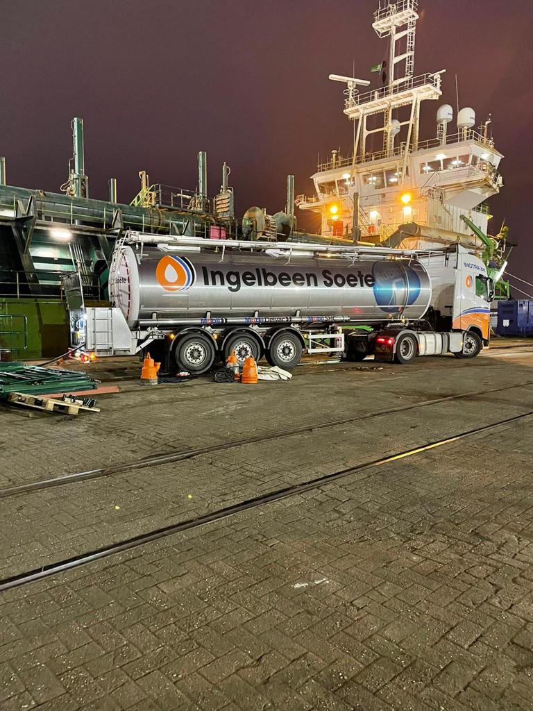 Delivery on board at night